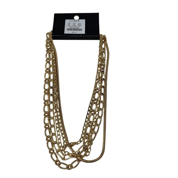 J.Crew Factory Mixed Chain Four Layer Necklace Gold Tone Metal NEW - Picture 3 of 5
